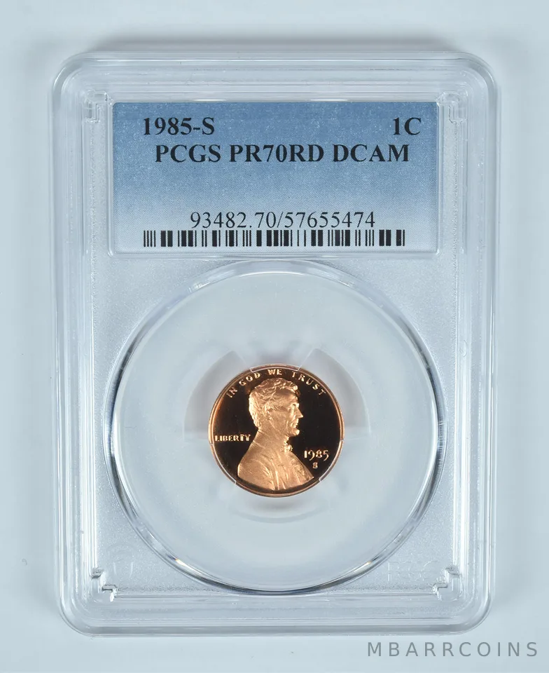 1985-S Lincoln Memorial Cent PR70 RD DCAM PCGS Blue Label