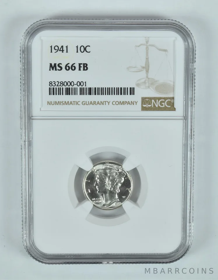 1941 Mercury Dime MS66 FB NGC Brown Label