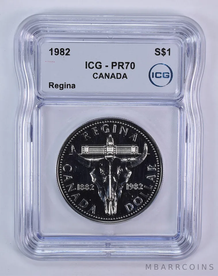 1982 Canada 1 Dollar Silver Regina Centennial PR70 ICG