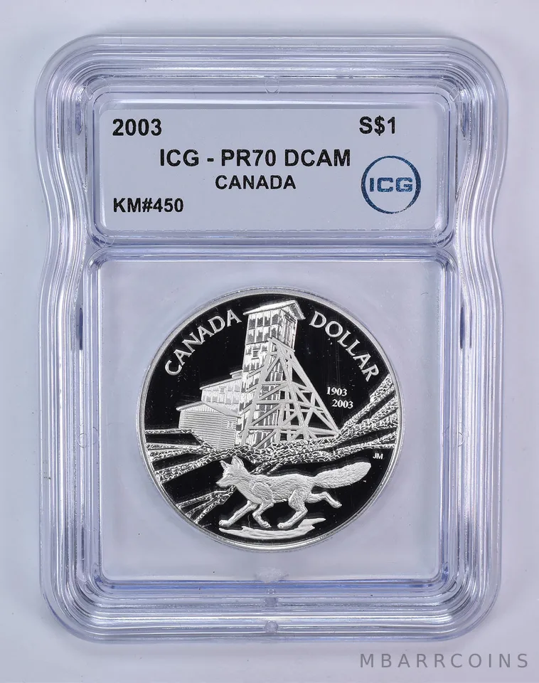 2003 Canada 1 Dollar Silver Cobalt Mining PR70 DCAM ICG