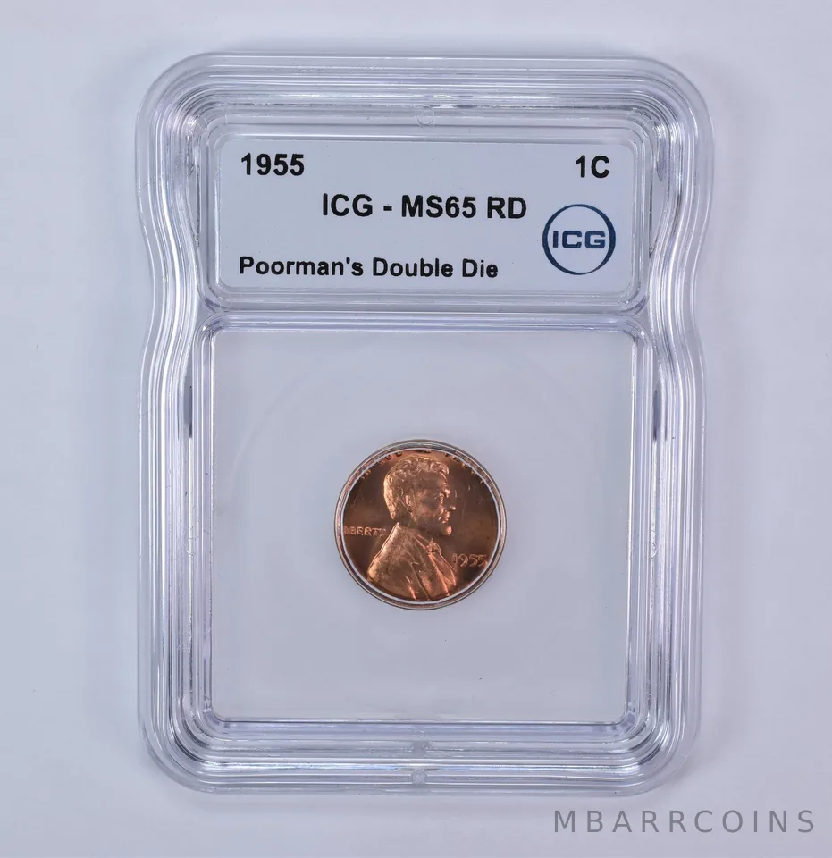 1955 Lincoln Wheat Cent Poorman's Double Die MS65 RD ICG