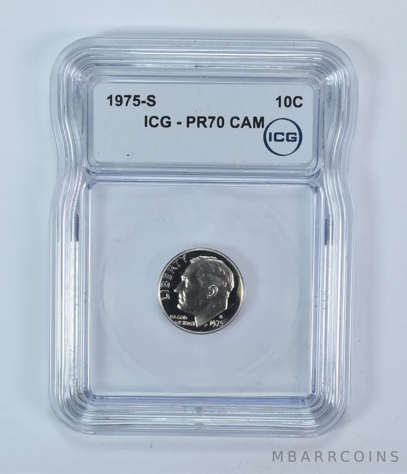 1975-S Roosevelt Dime PR70 CAM ICG