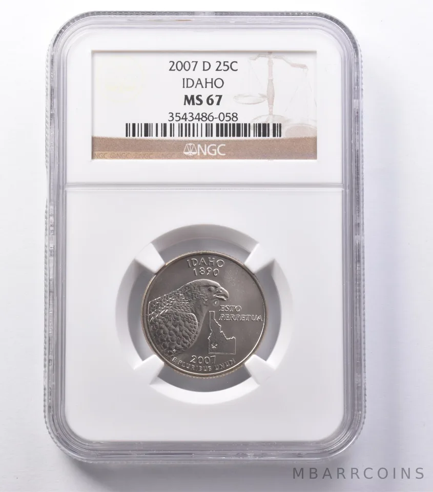 MS67 2007-D Washington State Quarter Idaho NGC a5365