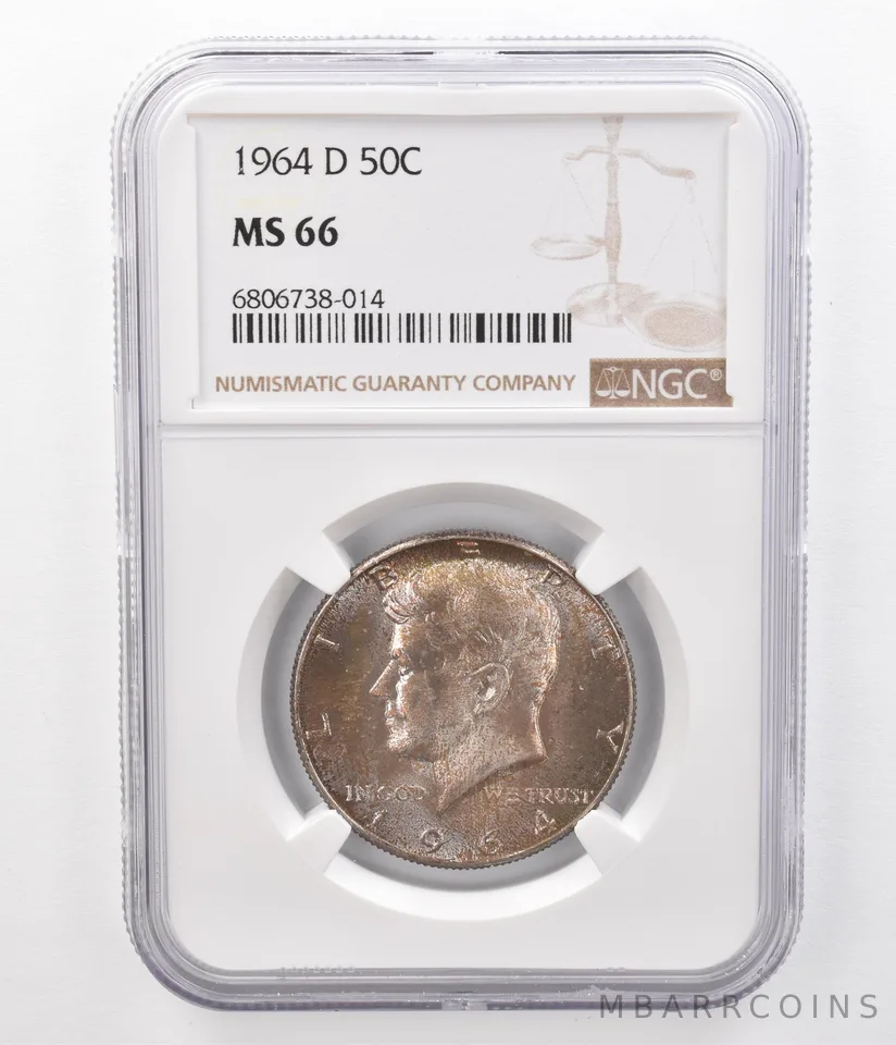 1964-D Kennedy Half Dollar MS66 NGC Beautifully Toned a8610