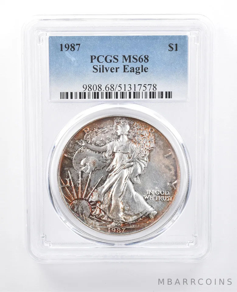 1987 American Silver Eagle MS68 PCGS Peripheral Tone *8191