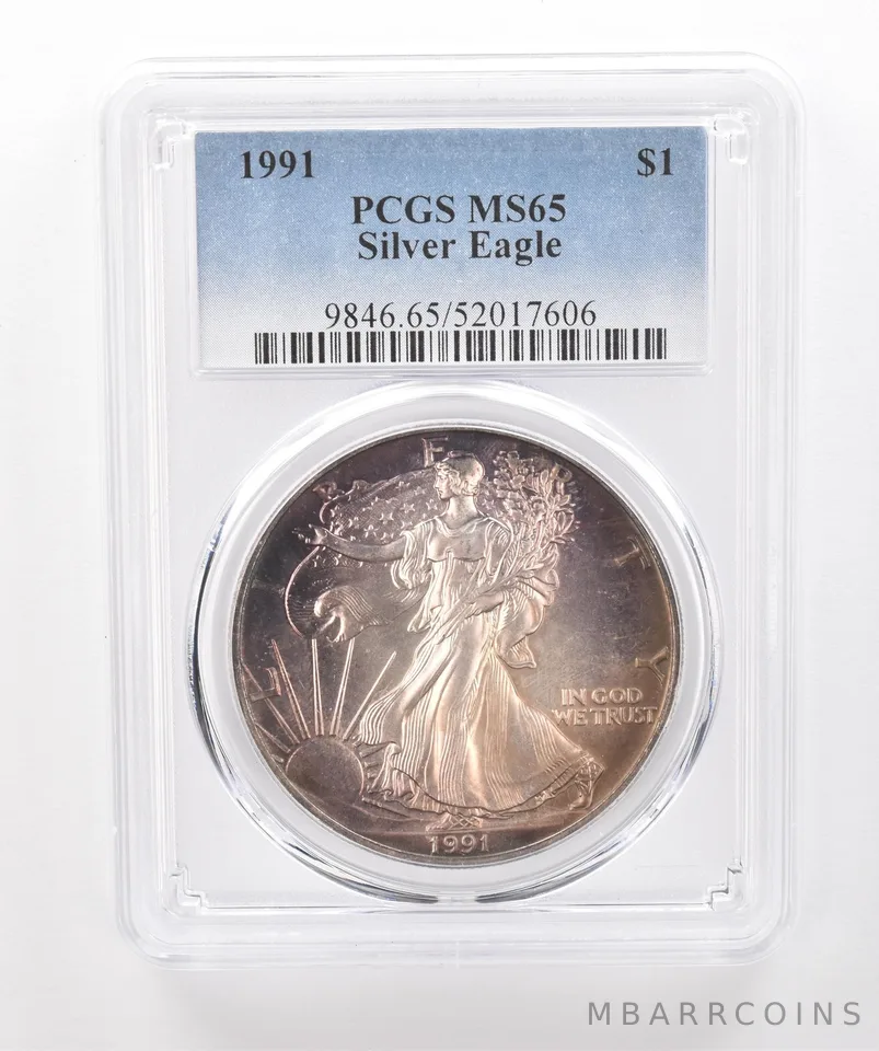 1991 American Silver Eagle MS65 PCGS Beautiful Tone *1982