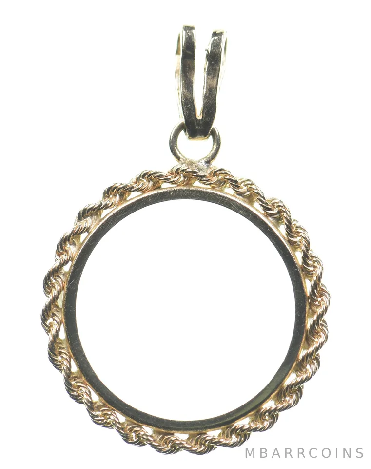 20mm 1.9g Gold Bezel 14k 1/4 Oz Canadian Maple Leaf Coin *2809