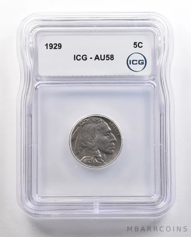 1929 Indian Head Buffalo Nickel AU58 ICG *4418