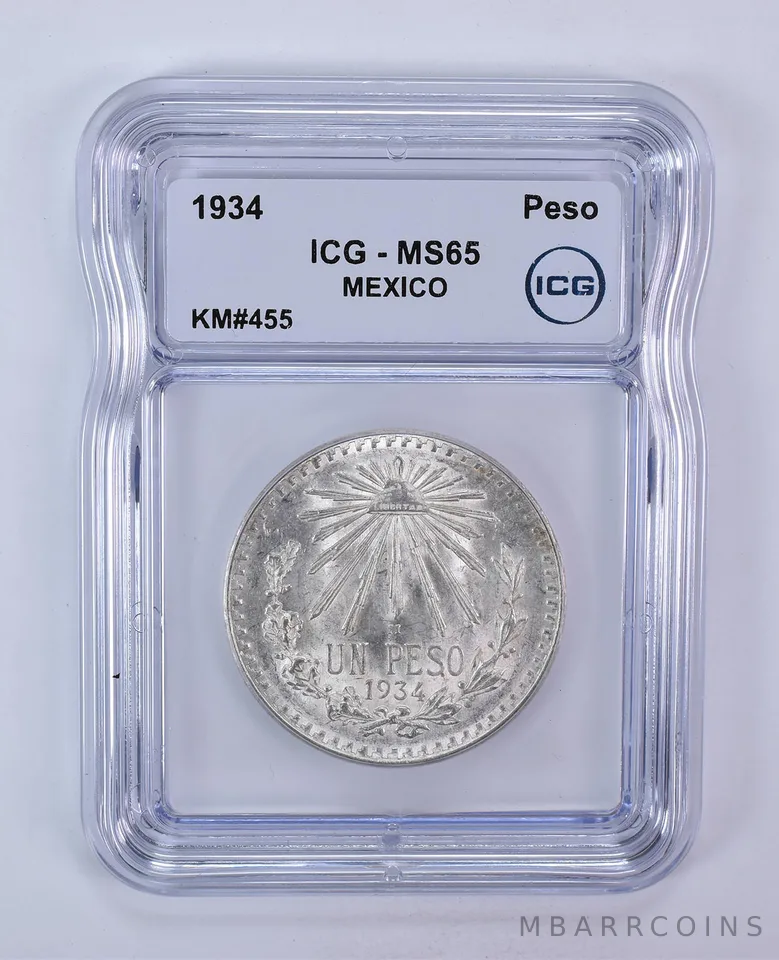 1934 Mexico Peso KM#455 MS65 ICG
