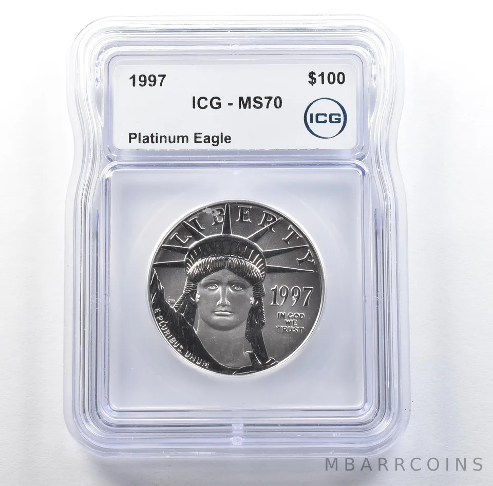 1997 $100 American Platinum Eagle 1 Oz Platinum MS70 ICG