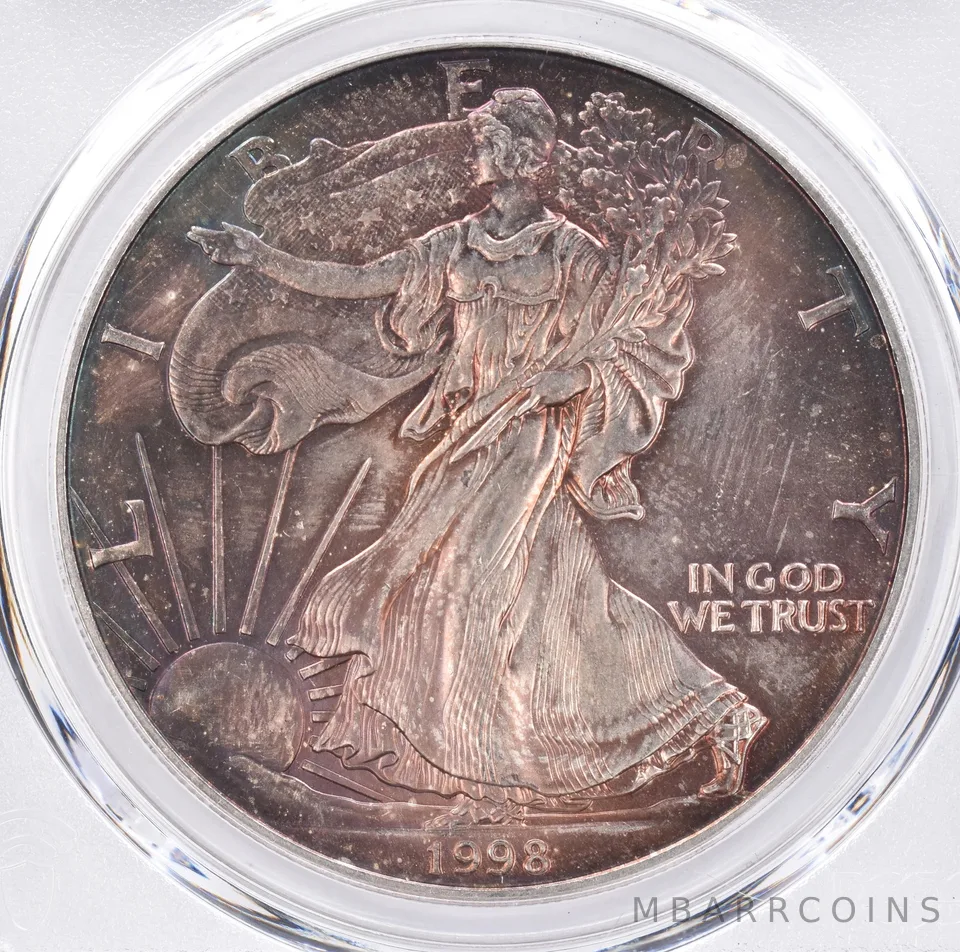 1998 American Silver Eagle MS67 PCGS Beautiful Tone *1346