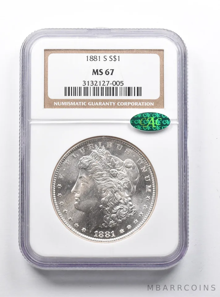 MS67 1881-S Morgan Silver Dollar CAC NGC a1223