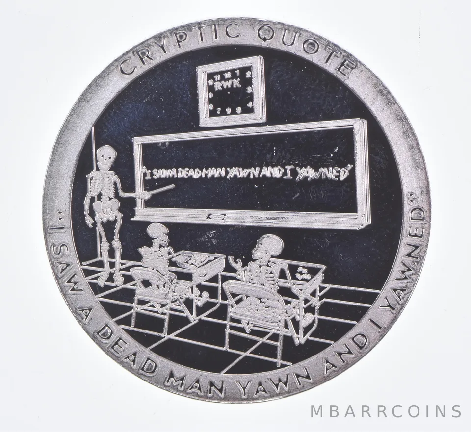 1 Oz Silver Round Chautauqua Silver Works Cryptic Quote Dead Man Yawn *2310