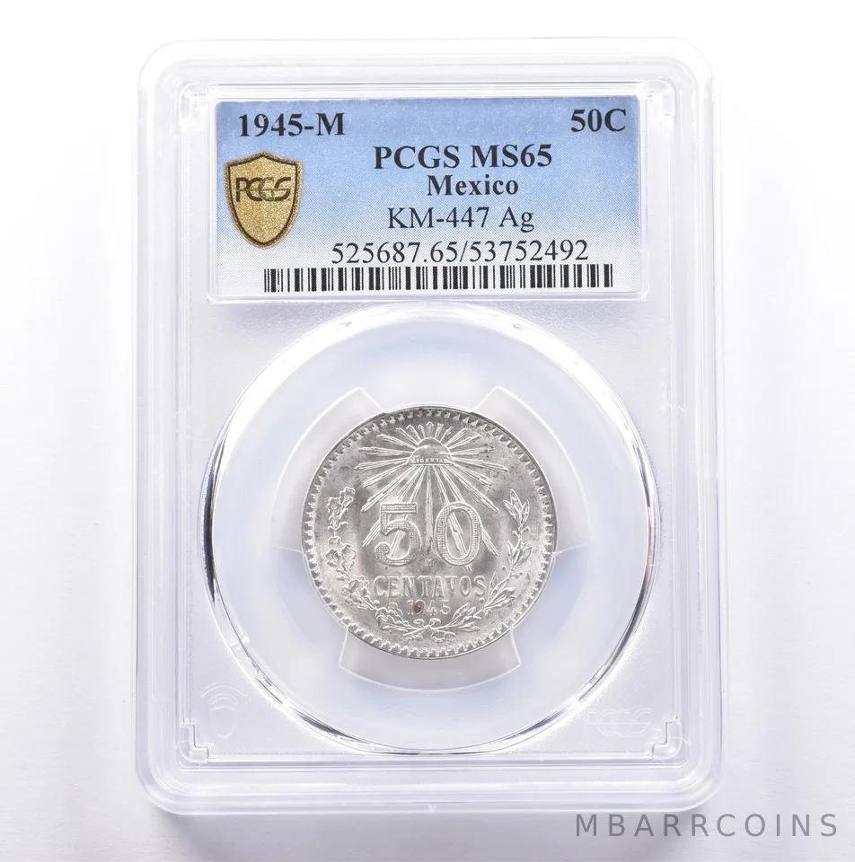 1945 M Mexico 50 Centavos Silver KM-447 MS65 PCGS *9060