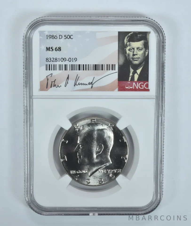 1986-D Kennedy Half Dollar MS68 NGC Special Label