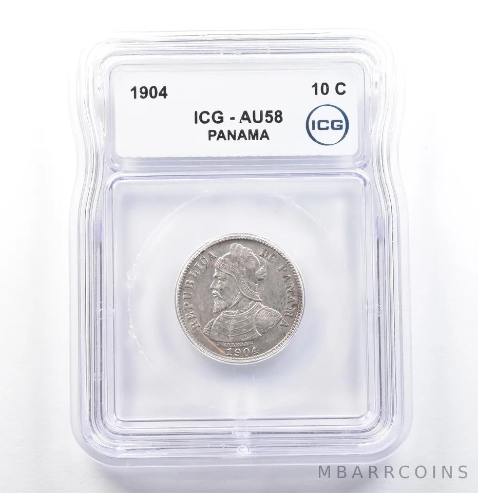 1904 Panama 10 Centesimos AU58 ICG *9870