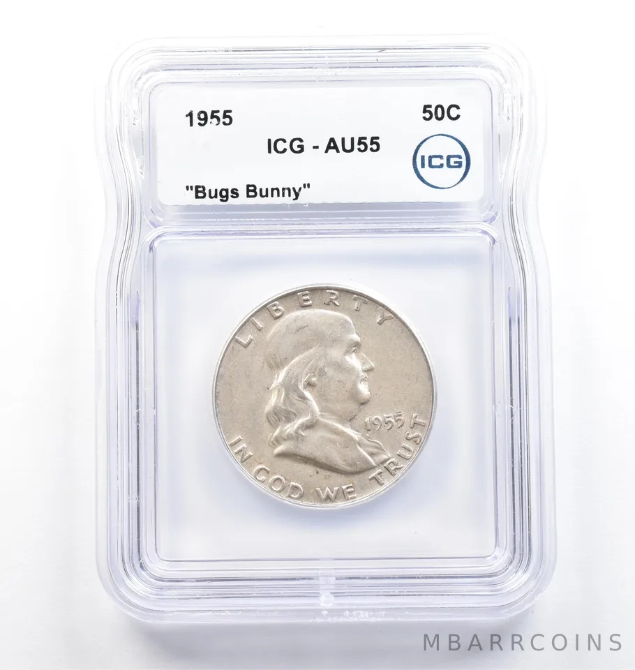 1955 Franklin Half Dollar Bugs Bunny AU55 ICG *9837
