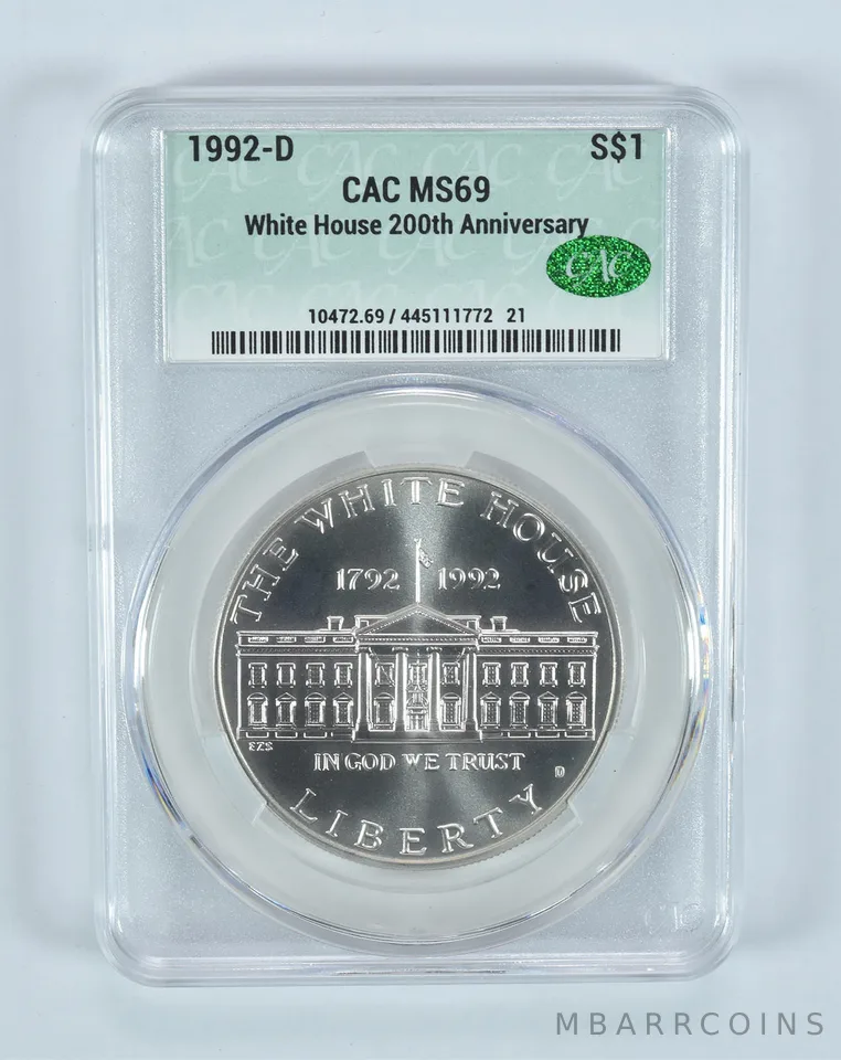 1992-D White House Commemorative Silver Dollar MS69 CAC CACg