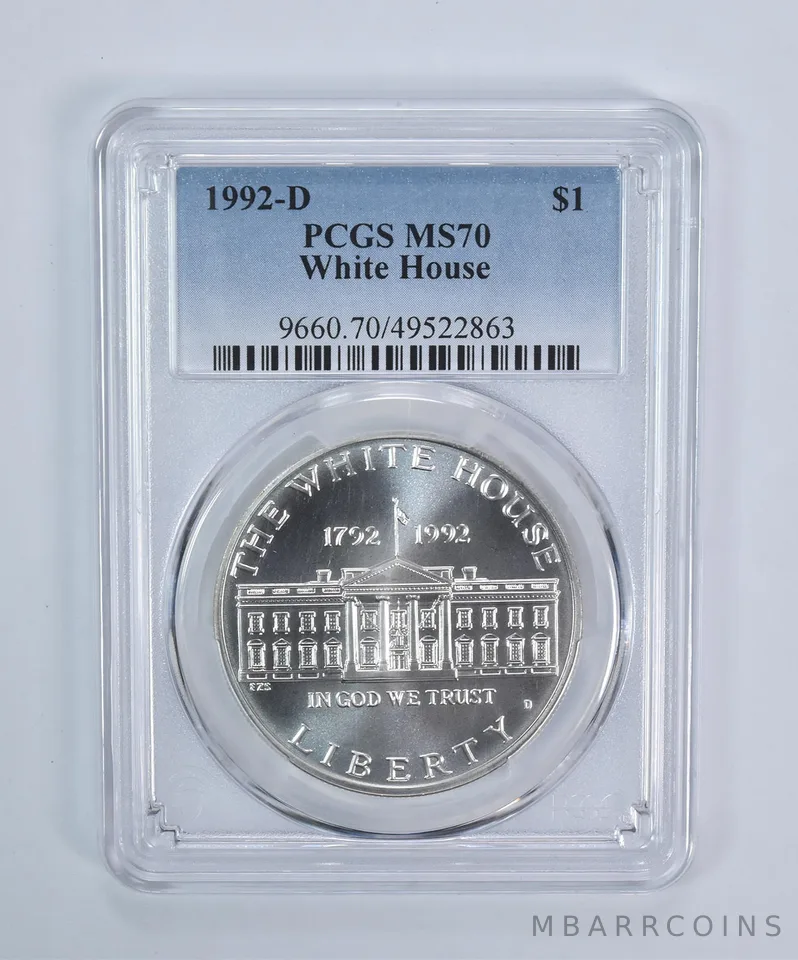 1992-D White House Commemorative Dollar MS70 PCGS Blue Label