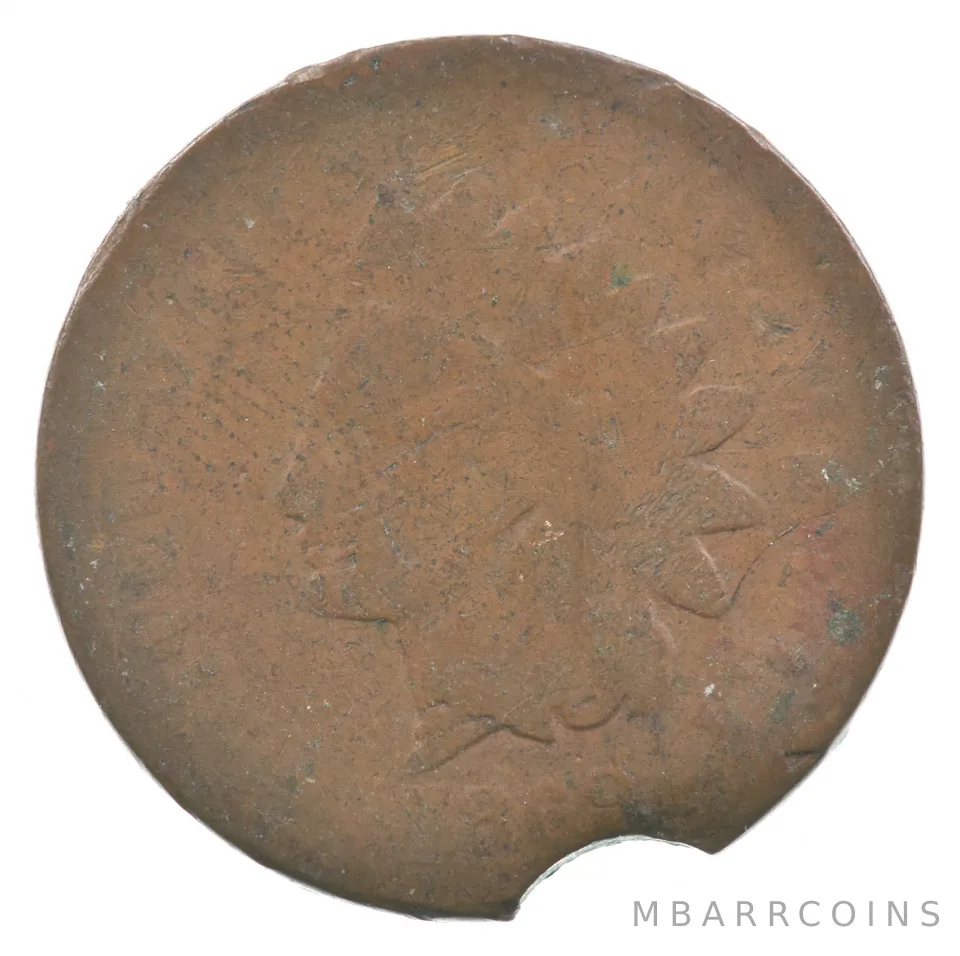 1869 Indian Head Cent Clipped Planchet *5191
