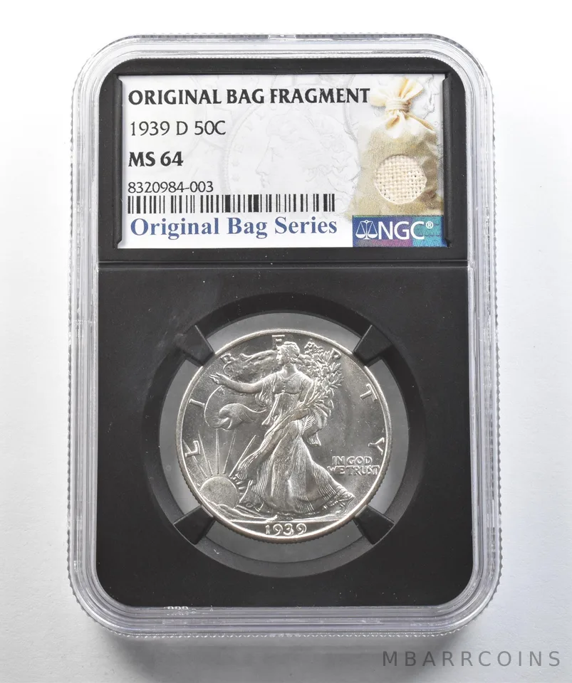 1939-D Walking Liberty Half Dollar Original Bag Fragment MS64 NGC *2030