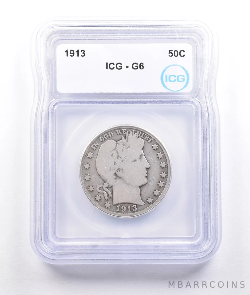 1913 Barber Half Dollar G6 ICG *6907