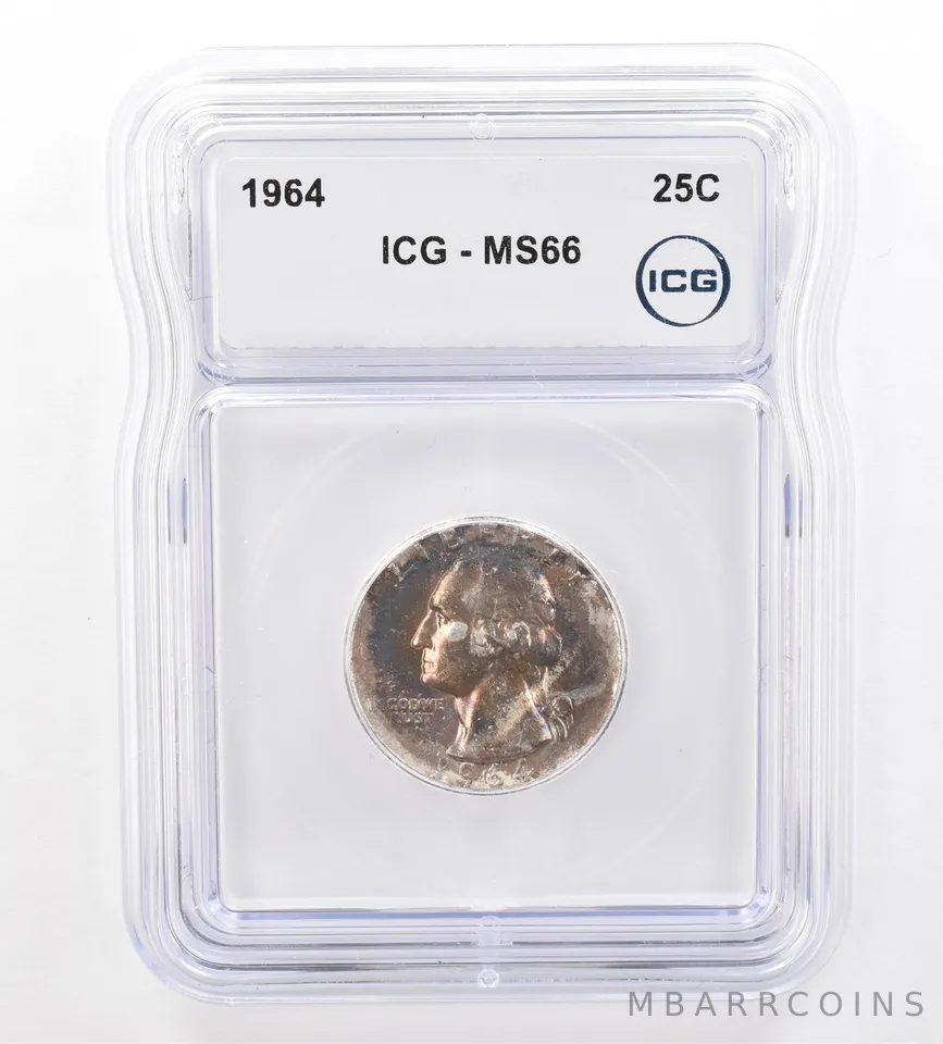 1964 Washington Quarter MS66 ICG Beautiful Tone a7332