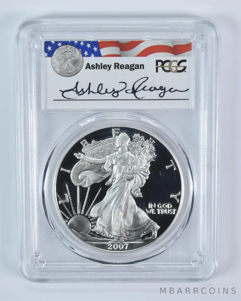 2007-W American Silver Eagle Ashley Reagan Signed PR69 DCAM PCGS