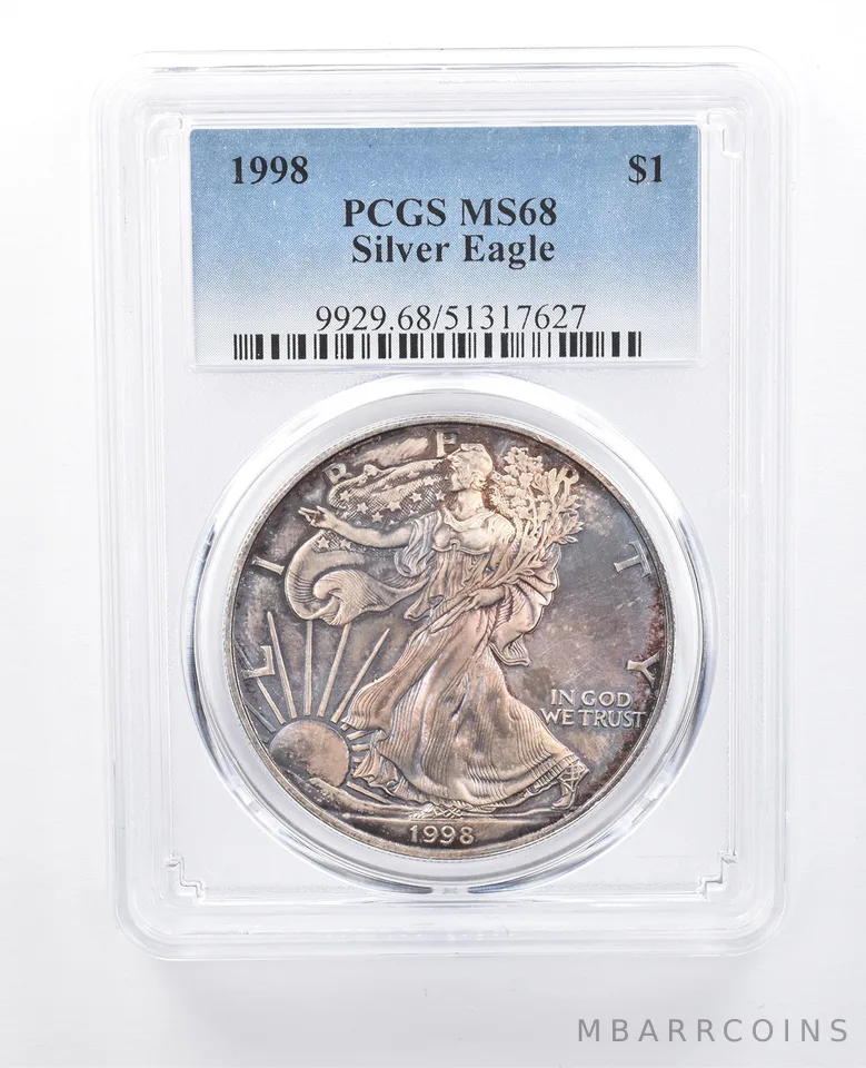 1998 American Silver Eagle MS68 PCGS Beautiful Tone *8151