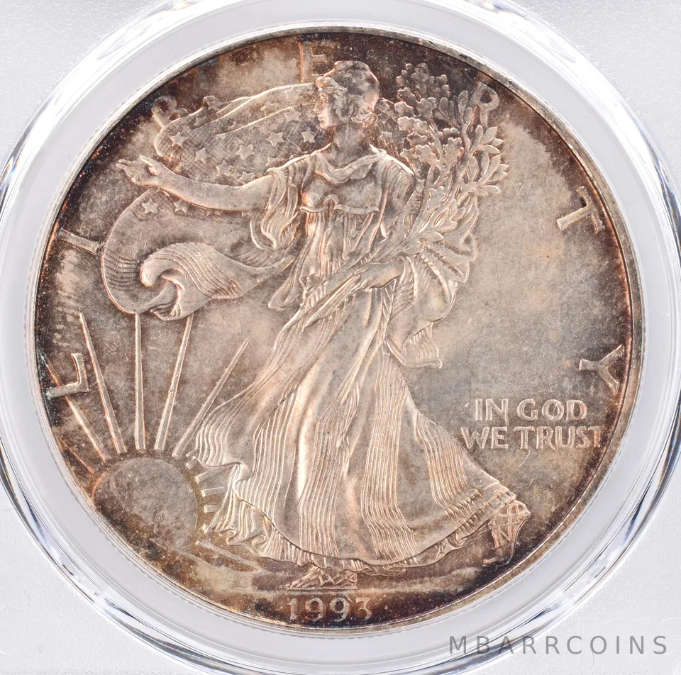 1993 American Silver Eagle MS64 PCGS Beautiful Tone *1476