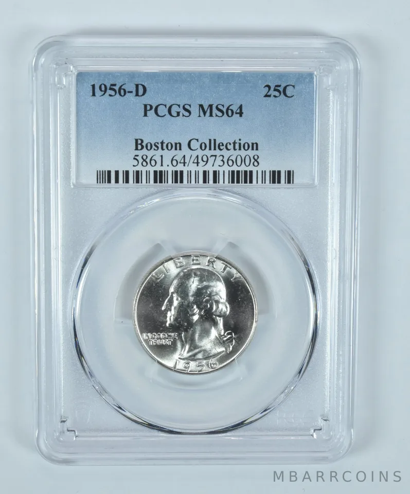 1956-D Washington Quarter Boston Collection MS64 PCGS Blue Label
