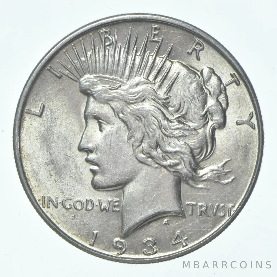 (1) XF 1934-D Peace Silver Dollar 90% - Extra Fine - Denver Mint