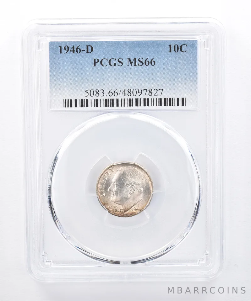 1946-D Roosevelt Dime MS66 PCGS Peripheral Tone *8378