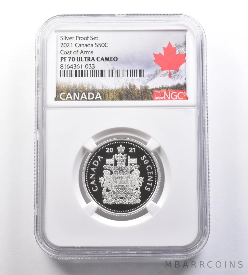 2021 Canada 50 Cents Silver Proof Set Coat Of Arms PF70 UCAM NGC *7090