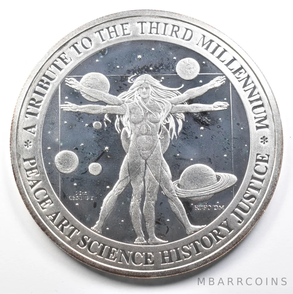 2000 Tribute To The Third Millennium 1/2 Troy Pound Silver Art Round *2580