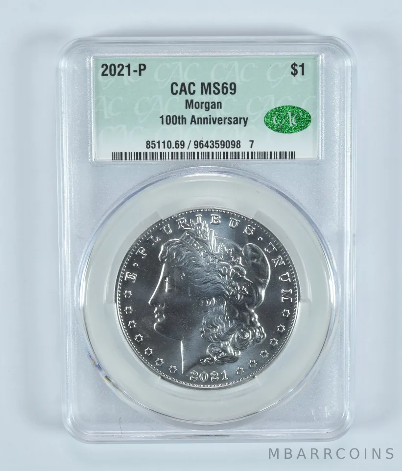 2021-P Morgan Silver Dollar 100th Anniversary MS69 CAC CACg