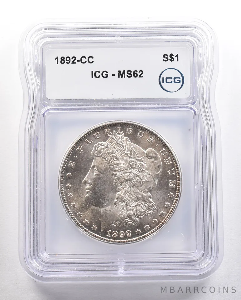 1892-CC Morgan Silver Dollar MS62 ICG *4398