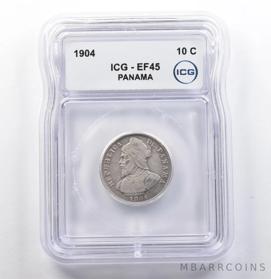 1904 Panama 10 Centesimos EF45 ICG *9877