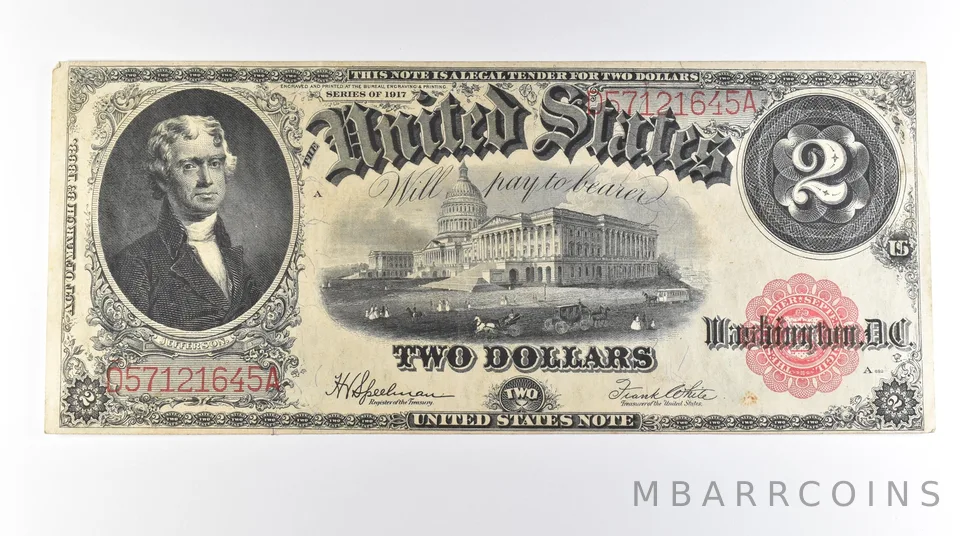 1917 $2 Legal Tender Large Note Red Seal FR#60 *0582