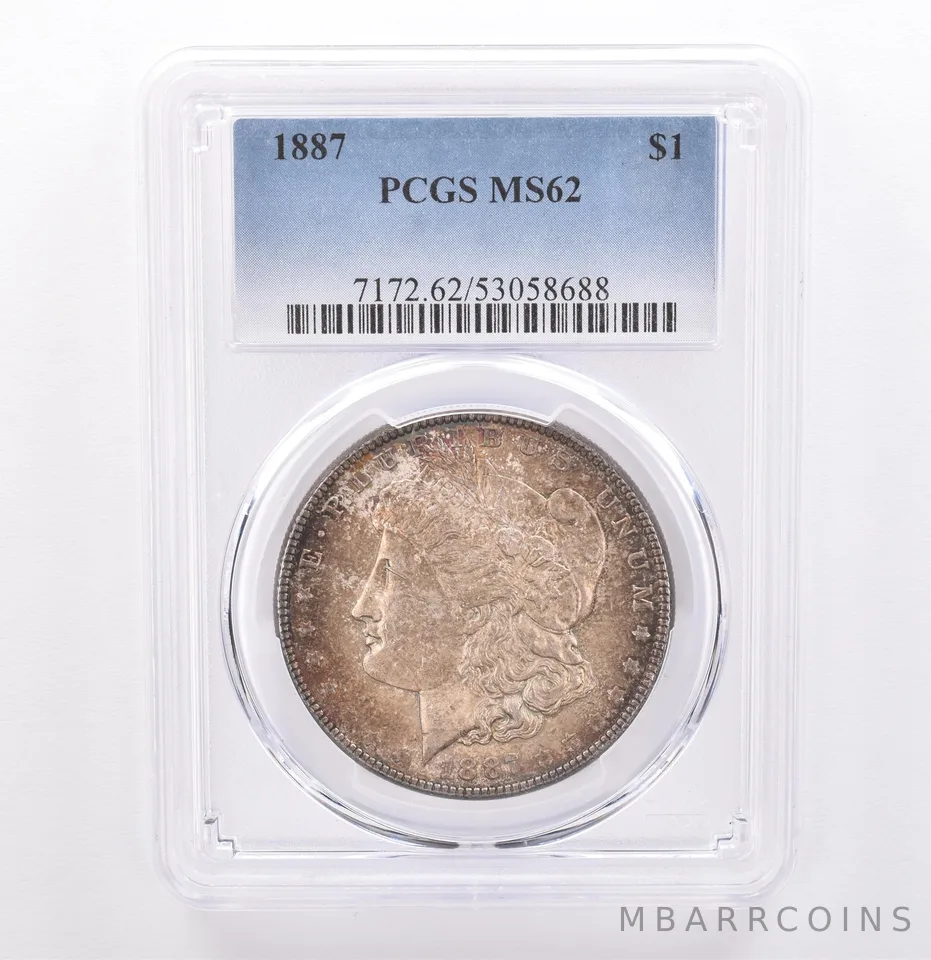 1887 Morgan Silver Dollar MS62 PCGS Beautiful Tone *9296