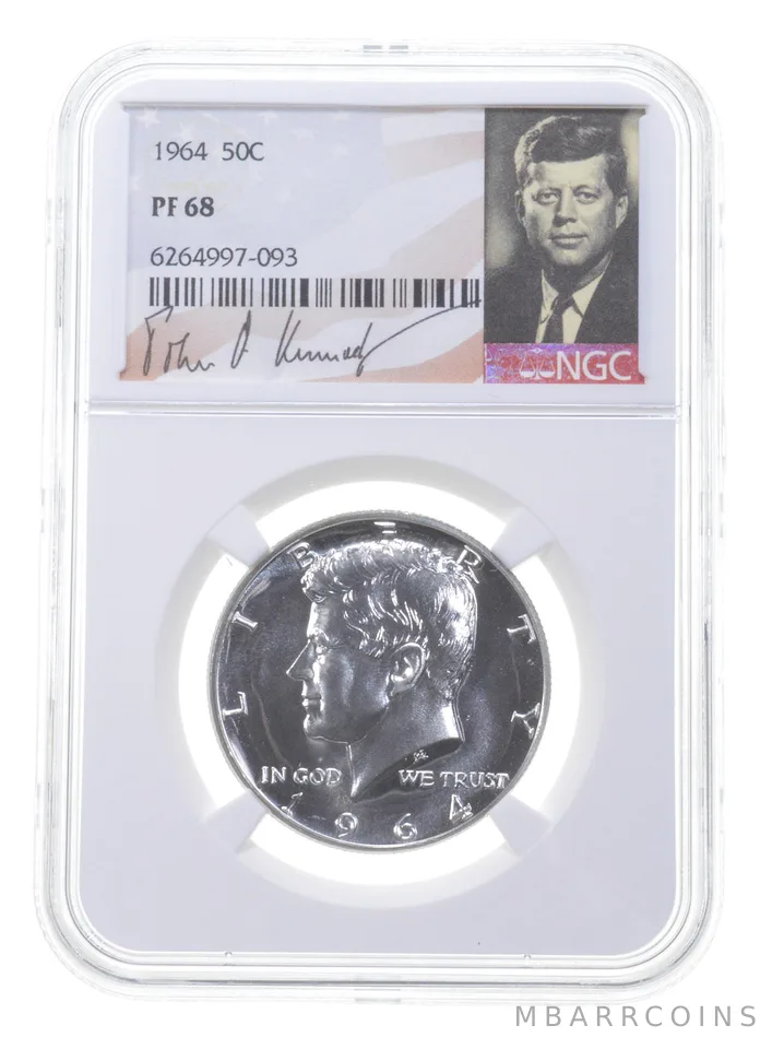 1964 Kennedy Half Dollar PF68 NGC Signature Label