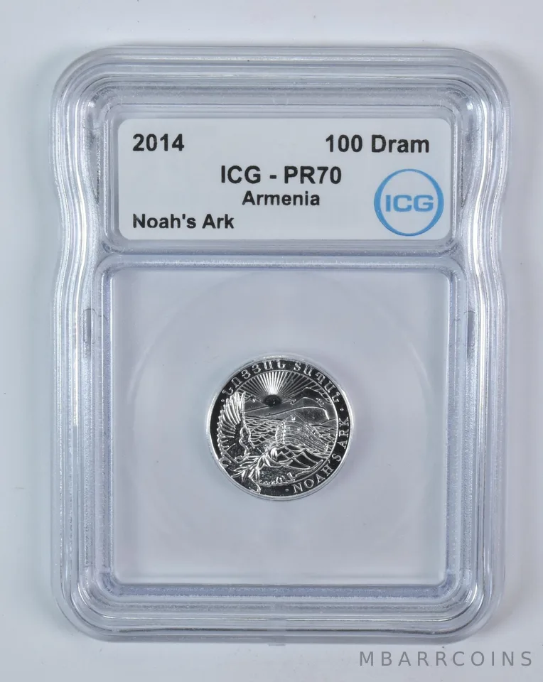 2014 Armenia 100 Dram Silver Noah's Ark 1/4 Oz PR70 ICG