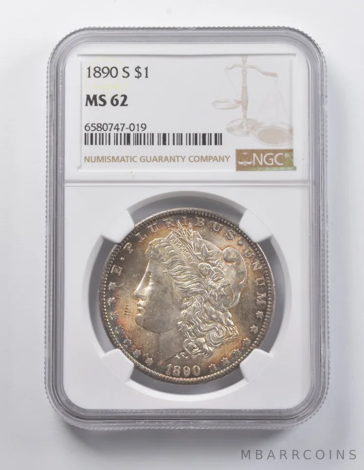 MS62 1890-S Morgan Silver Dollar NGC *7022