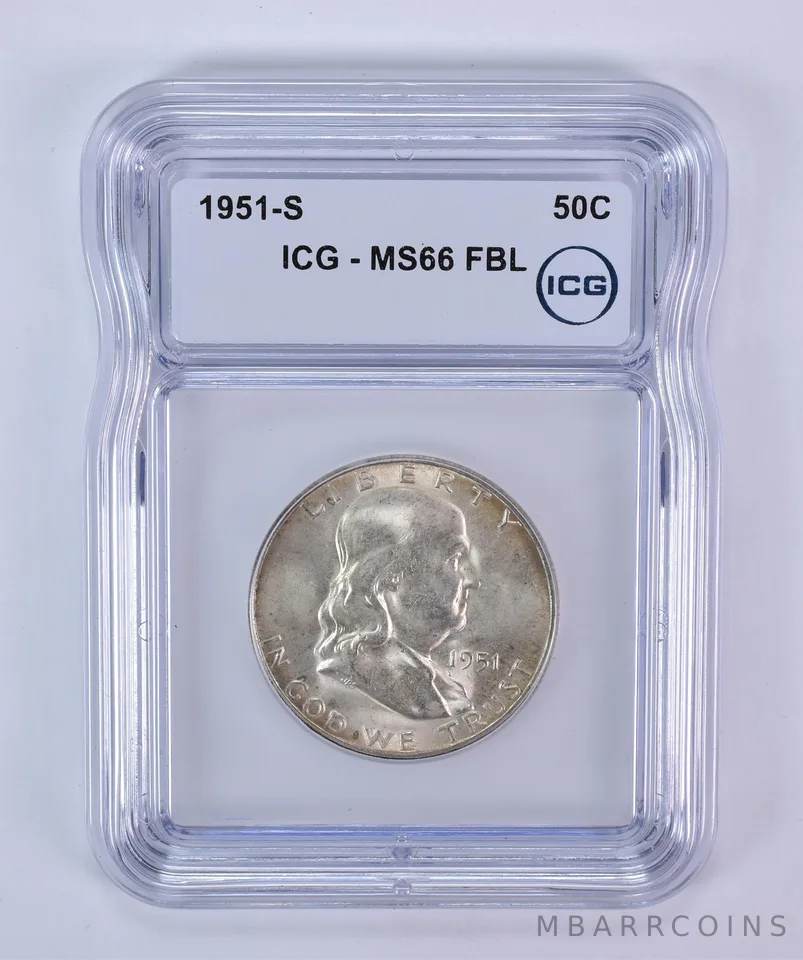 1951-S Franklin Half Dollar MS66 FBL ICG
