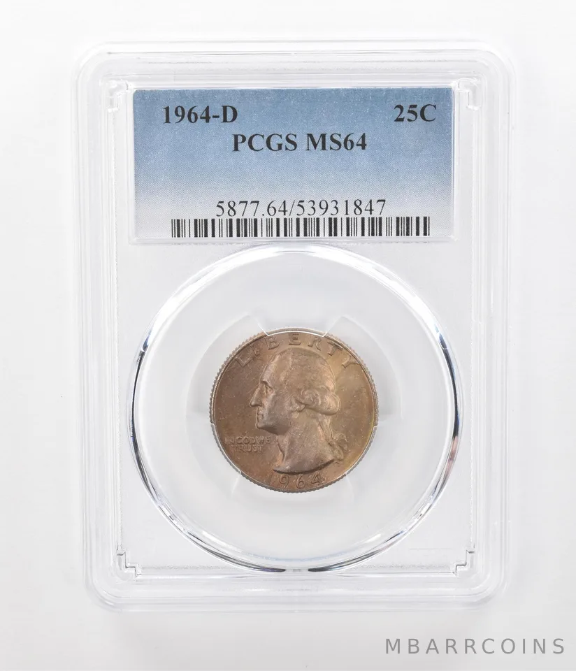 1964-D Washington Quarter MS64 PCGS Beautiful Tone *1131