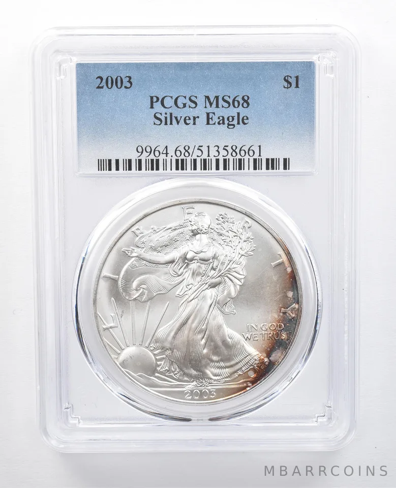 2003 American Silver Eagle MS68 PCGS Peripheral Tone *7712