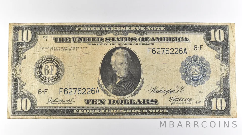 1914 $10 Atlanta GA FRN Large Note Blue Seal Fr#924 *3091