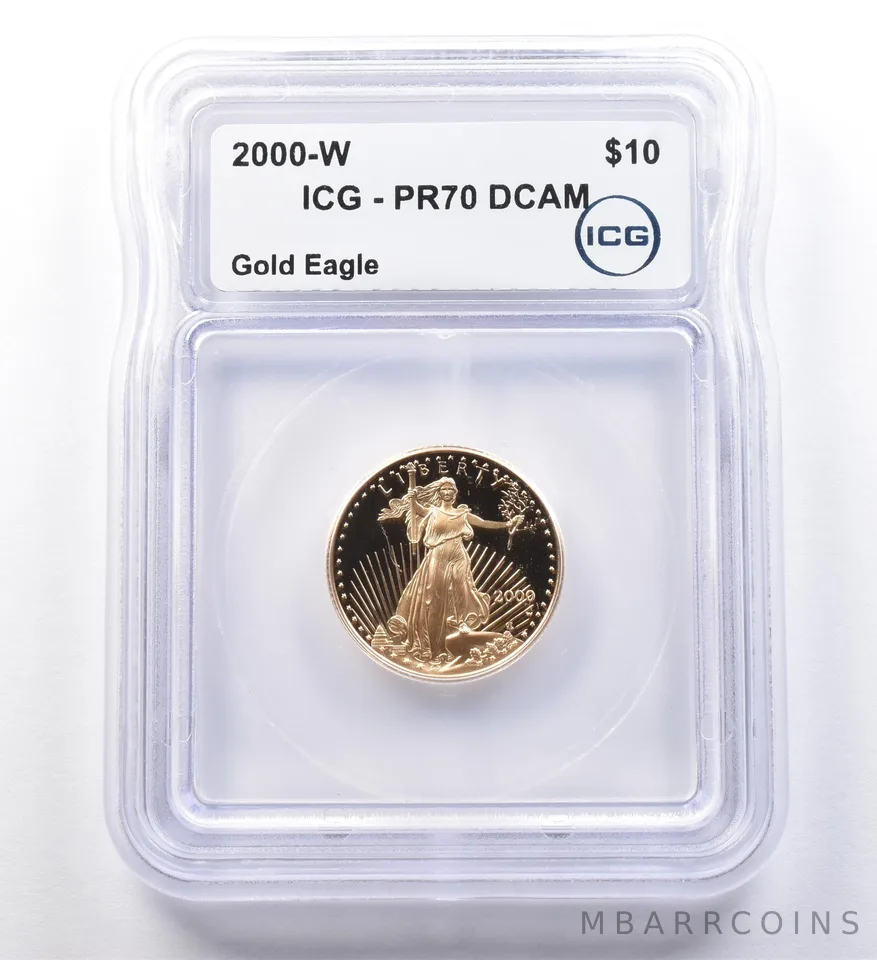2000-W $10 American Gold Eagle 1/4 Oz Gold PR70 DCAM ICG