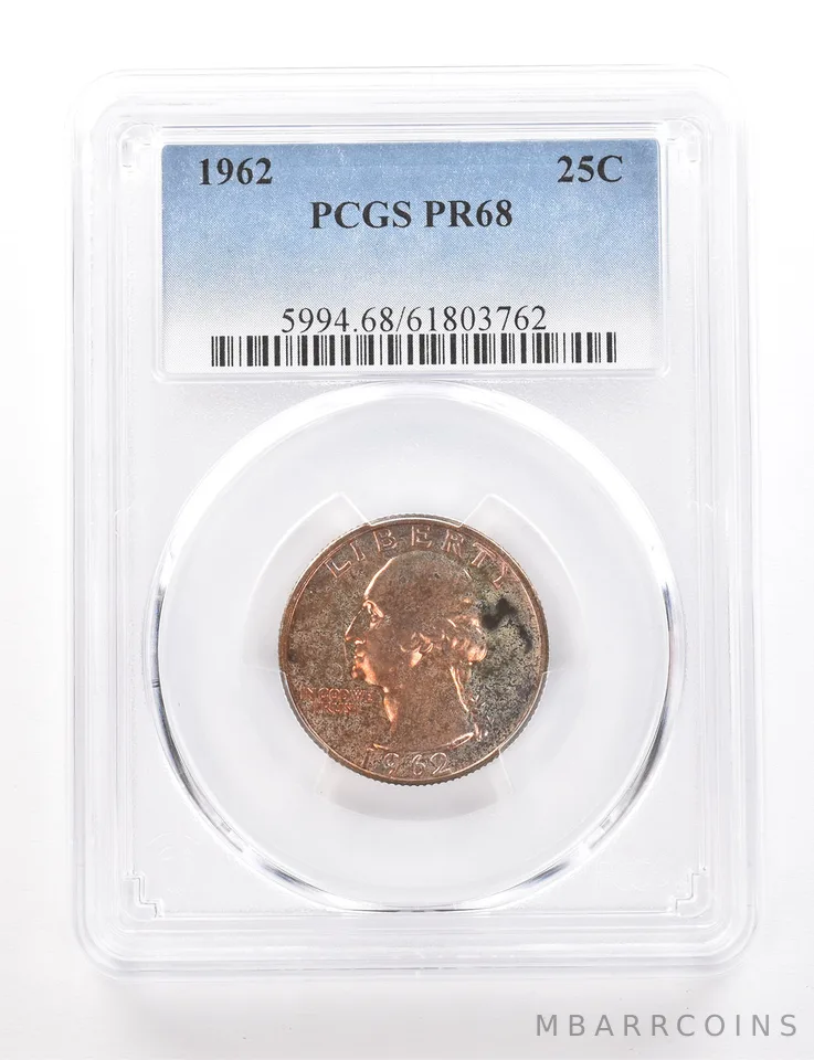 1962 Washington Quarter PR68 PCGS Beautiful Tone *3431