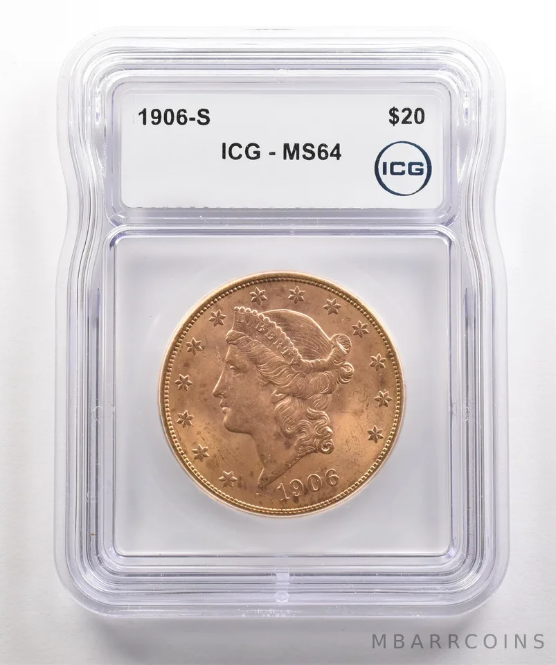 1906-S $20 Liberty Head Gold Double Eagle MS64 ICG *5374